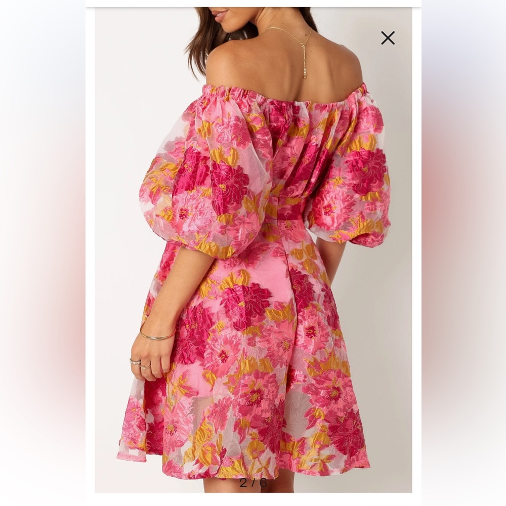 Petal & Pup Olivia Organza Pink and Yellow Floral Mini Dress - Picture 3 of 16
